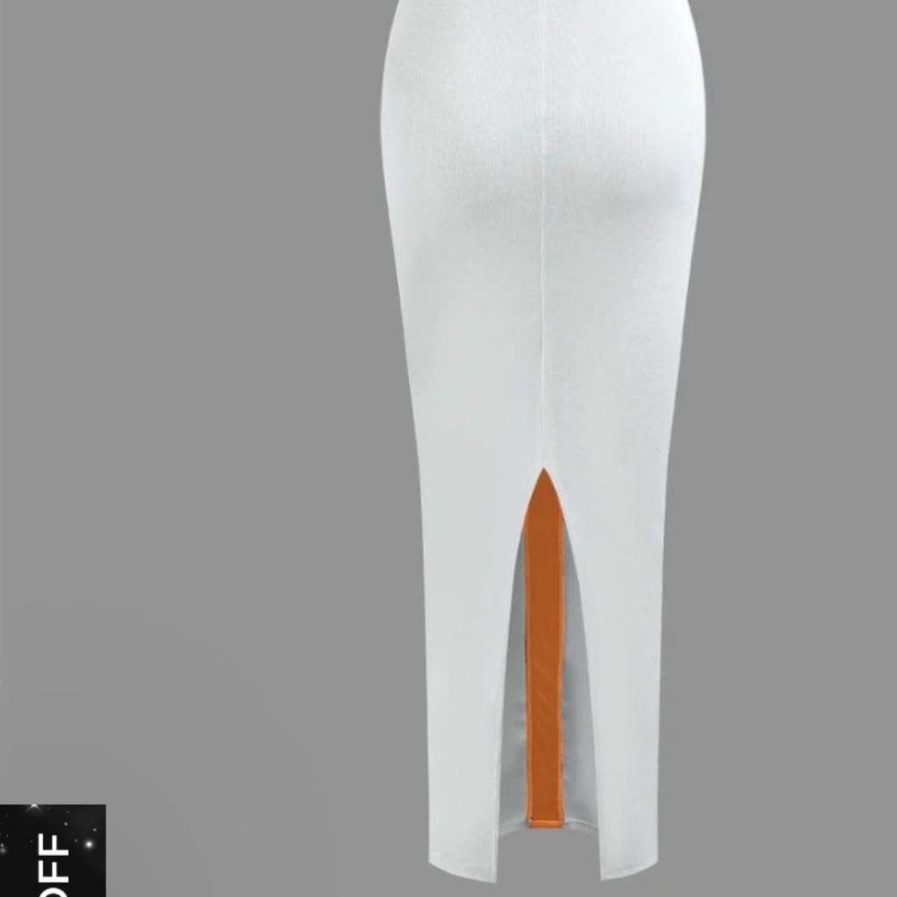 Colorblock V-neck Ribbed Split Maxi Dress - Picture 4 of 4